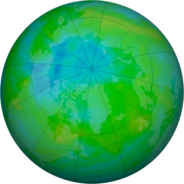 Arctic ozone map for 14 August 1999